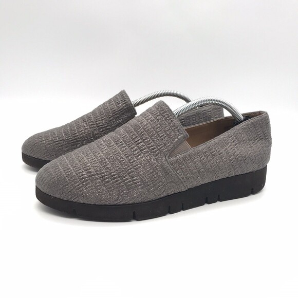 YELLOWBOX Shoes - YellowBox Scrunchie Womens 7.5 Flat Rose Gold Gray Metallic Slip On Comfort Shoe